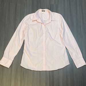 J. Crew Pink Pinstripe Barbiecore Tailored Button Down Size Large Quiet Luxury